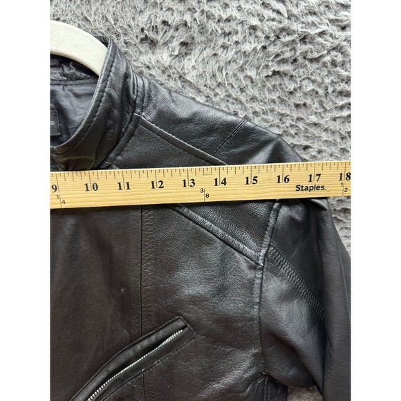 Shimokitazawa Ringo Full Zip Leather Bikers Jacket Black Women's Size L - Picture 8 of 12